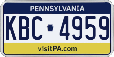 PA license plate KBC4959