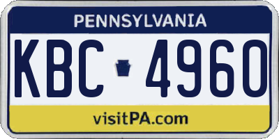 PA license plate KBC4960