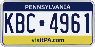 PA license plate KBC4961