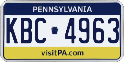 PA license plate KBC4963