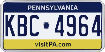 PA license plate KBC4964