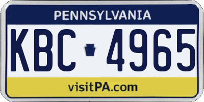 PA license plate KBC4965