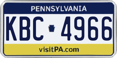 PA license plate KBC4966