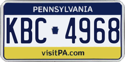 PA license plate KBC4968
