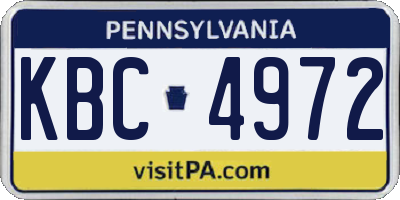 PA license plate KBC4972