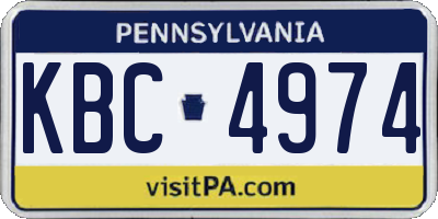 PA license plate KBC4974