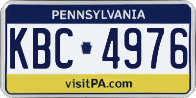PA license plate KBC4976