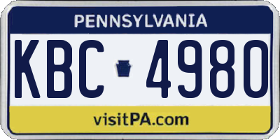 PA license plate KBC4980