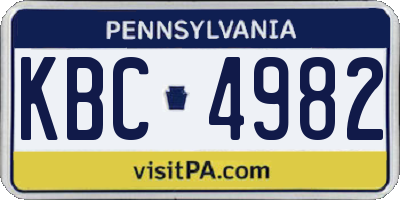 PA license plate KBC4982