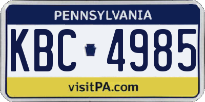 PA license plate KBC4985