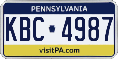 PA license plate KBC4987