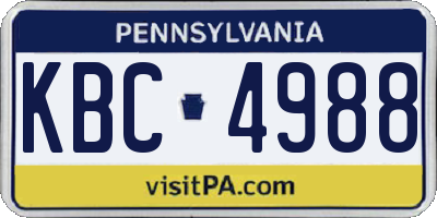 PA license plate KBC4988