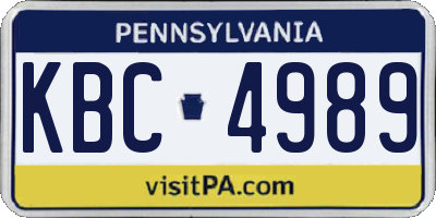 PA license plate KBC4989