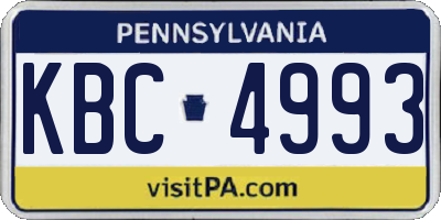 PA license plate KBC4993