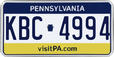 PA license plate KBC4994