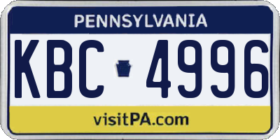 PA license plate KBC4996