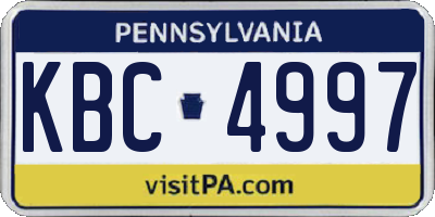 PA license plate KBC4997
