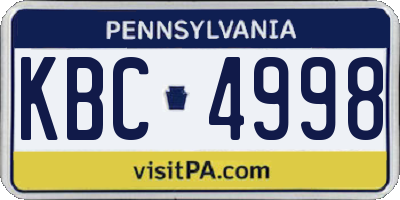 PA license plate KBC4998
