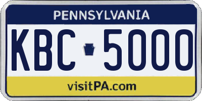 PA license plate KBC5000