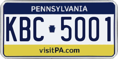 PA license plate KBC5001
