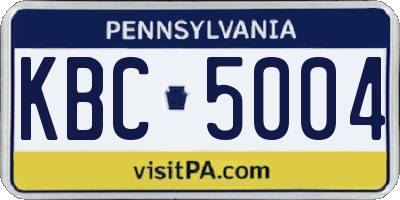 PA license plate KBC5004