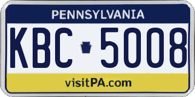 PA license plate KBC5008