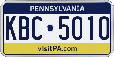PA license plate KBC5010