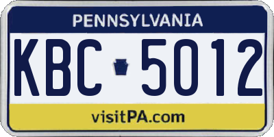 PA license plate KBC5012