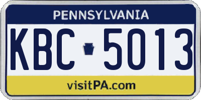 PA license plate KBC5013