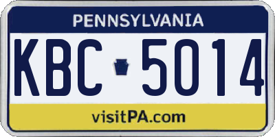 PA license plate KBC5014