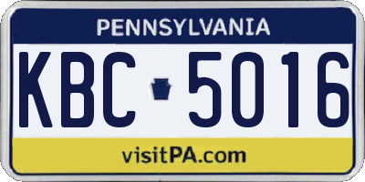 PA license plate KBC5016
