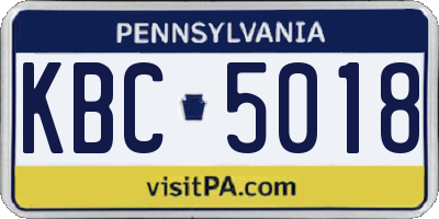 PA license plate KBC5018