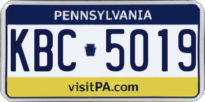 PA license plate KBC5019