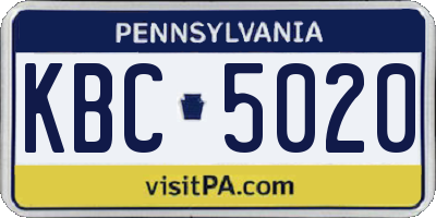PA license plate KBC5020