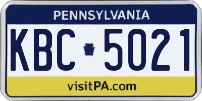 PA license plate KBC5021