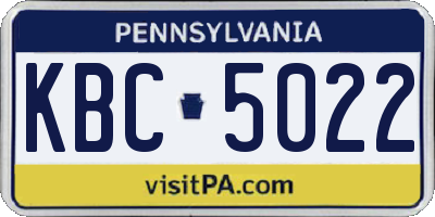 PA license plate KBC5022