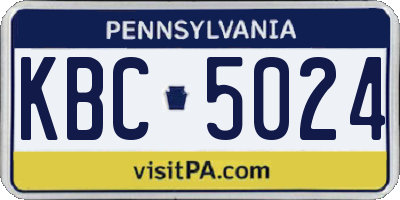 PA license plate KBC5024