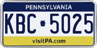 PA license plate KBC5025