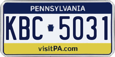 PA license plate KBC5031