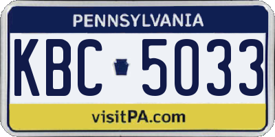 PA license plate KBC5033