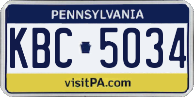 PA license plate KBC5034