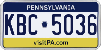 PA license plate KBC5036