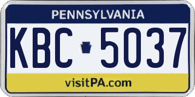 PA license plate KBC5037