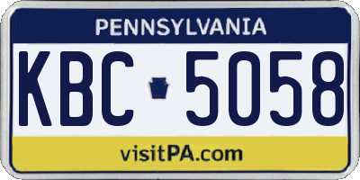 PA license plate KBC5058