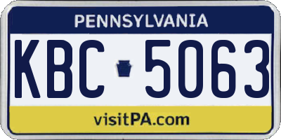 PA license plate KBC5063