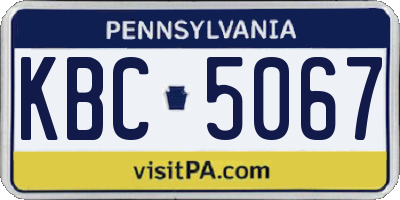 PA license plate KBC5067