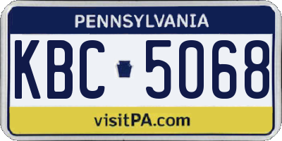 PA license plate KBC5068