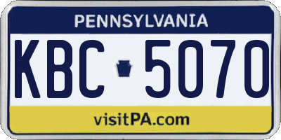 PA license plate KBC5070