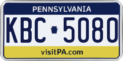 PA license plate KBC5080