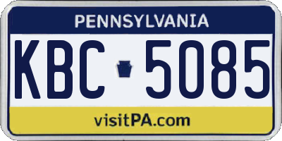 PA license plate KBC5085